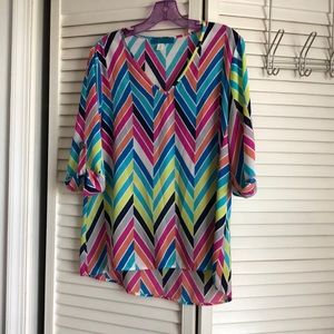 Colorful chevron 3/4 sleeve shirt